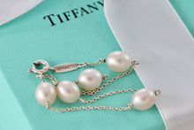Load image into Gallery viewer, Tiffany &amp; Co. Elsa Peretti Silver Peals By The Yard 5 Pearl Delicate Chain 7.75&quot; Bracelet
