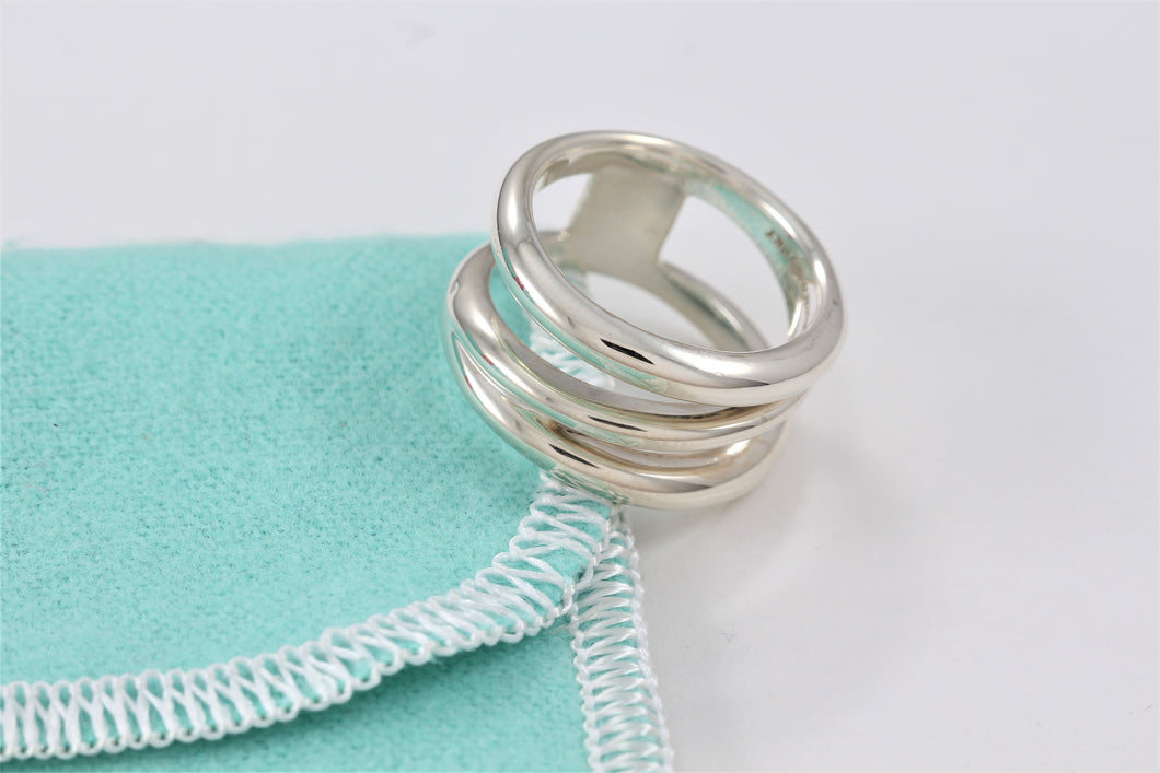 Tiffany & Co. Silver Diagonal Wide Band Ring
