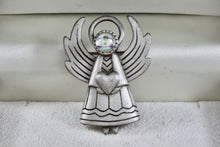 Load image into Gallery viewer, JJ Angel Heart Rhinestone Pewter Brooch Pin
