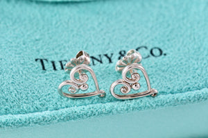 Tiffany & Co. Paloma Picasso Venezia Silver Heart Stud Earrings