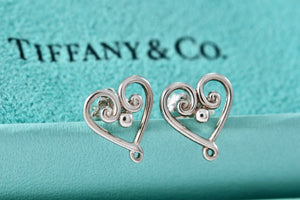 Tiffany & Co. Paloma Picasso Venezia Silver Heart Stud Earrings