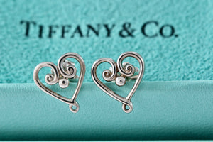 Tiffany & Co. Paloma Picasso Venezia Silver Heart Stud Earrings