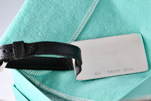 Load image into Gallery viewer, Tiffany &amp; Co. 1837 Silver Luggage Tag Black Leather Strap
