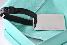 Load image into Gallery viewer, Tiffany &amp; Co. 1837 Silver Luggage Tag Black Leather Strap
