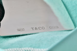Tiffany & Co. 1837 Silver Luggage Tag Black Leather Strap