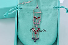 Load image into Gallery viewer, Tiffany &amp; Co. 18K White Gold Gemstone Chandelier Drop 16&quot; Necklace
