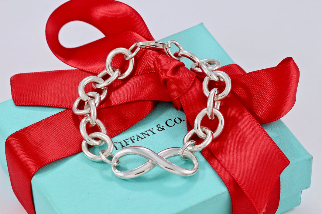 Tiffany & Co. Infinity Silver Large Heavy Link Bracelet