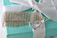 Load image into Gallery viewer, Tiffany &amp; Co. Elsa Peretti Silver Mesh Open Heart Toggle 7.5&quot; Bracelet
