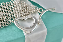 Load image into Gallery viewer, Tiffany &amp; Co. Elsa Peretti Silver Mesh Open Heart Toggle 7.5&quot; Bracelet
