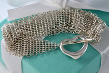 Load image into Gallery viewer, Tiffany &amp; Co. Elsa Peretti Silver Mesh Open Heart Toggle 7.5&quot; Bracelet
