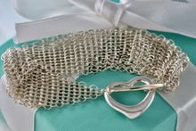 Load image into Gallery viewer, Tiffany &amp; Co. Elsa Peretti Silver Mesh Open Heart Toggle 7.5&quot; Bracelet
