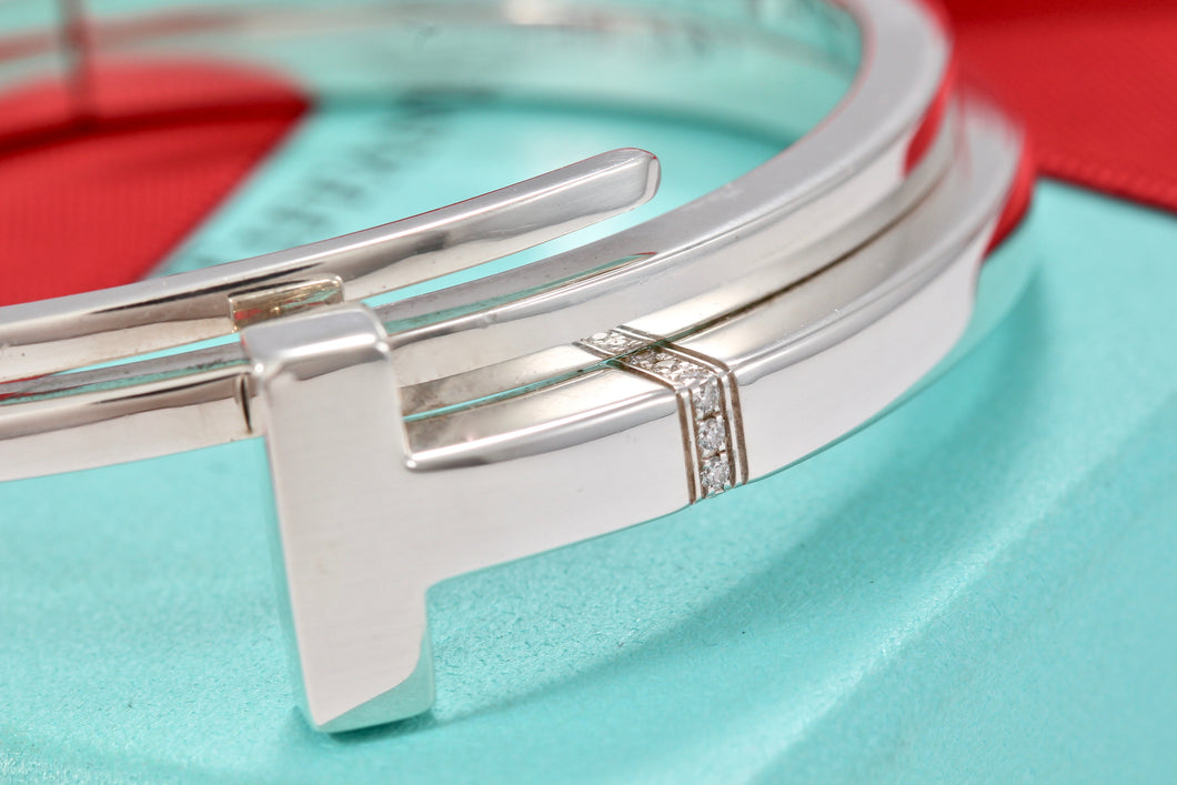 Tiffany & Co. T Wrap Square Diamond Bangle Bracelet