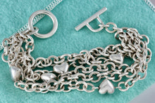 Load image into Gallery viewer, Tiffany &amp; Co. Silver Multi Heart 8mm Chain Link Toggle 8&quot; Bracelet

