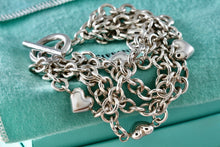 Load image into Gallery viewer, Tiffany &amp; Co. Silver Multi Heart 8mm Chain Link Toggle 8&quot; Bracelet
