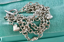 Load image into Gallery viewer, Tiffany &amp; Co. Silver Multi Heart 8mm Chain Link Toggle 8&quot; Bracelet
