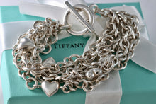Load image into Gallery viewer, Tiffany &amp; Co. Silver Multi Heart 8mm Chain Link Toggle 8&quot; Bracelet
