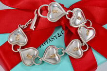 Load image into Gallery viewer, Tiffany &amp; Co. 18K Gold &amp; Silver Interlocking Heart Keyhole Padlocks Key Toggle Bracelet
