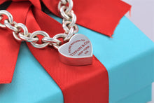 Load image into Gallery viewer, Return To Tiffany &amp; Co. Silver Red Enamel Lettering Heart Padlock Bracelet
