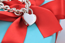 Load image into Gallery viewer, Return To Tiffany &amp; Co. Silver Red Enamel Lettering Heart Padlock Bracelet
