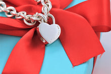 Load image into Gallery viewer, Return To Tiffany &amp; Co. Silver Red Enamel Lettering Heart Padlock Bracelet
