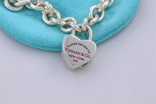 Load image into Gallery viewer, Return To Tiffany &amp; Co. Silver Red Enamel Lettering Heart Padlock Bracelet
