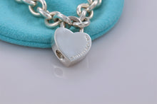 Load image into Gallery viewer, Return To Tiffany &amp; Co. Silver Red Enamel Lettering Heart Padlock Bracelet
