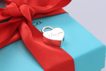 Load image into Gallery viewer, Tiffany &amp; Co. Silver Notes &#39;&#39;I Love You&#39;&#39; Heart Padlock Pendant
