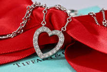 Load image into Gallery viewer, Tiffany &amp; Co. Platinum Diamond Heart Drop Pendant Twist Wire Chain Necklace
