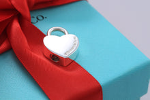 Load image into Gallery viewer, Tiffany &amp; Co. Silver Notes &#39;&#39;I Love You&#39;&#39; Heart Padlock Pendant
