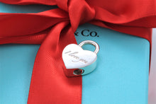 Load image into Gallery viewer, Tiffany &amp; Co. Silver Notes &#39;&#39;I Love You&#39;&#39; Heart Padlock Pendant
