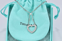 Load image into Gallery viewer, Tiffany &amp; Co. Platinum Diamond Heart Drop Pendant Twist Wire Chain Necklace
