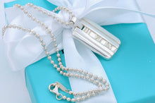 Load image into Gallery viewer, Tiffany &amp; Co. Atlas Silver Roman Numerals Dog Tag Beaded 16&quot; Chain Necklace
