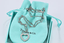 Load image into Gallery viewer, Tiffany &amp; Co. Platinum Diamond Heart Drop Pendant Twist Wire Chain Necklace
