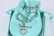 Load image into Gallery viewer, Tiffany &amp; Co. Platinum Diamond Heart Drop Pendant Twist Wire Chain Necklace
