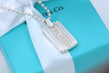 Load image into Gallery viewer, Tiffany &amp; Co. Atlas Silver Roman Numerals Dog Tag Beaded 16&quot; Chain Necklace
