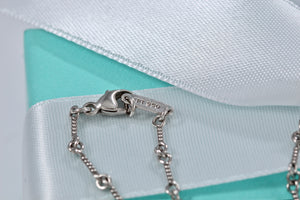 Tiffany & Co. Platinum Diamond Heart Drop Pendant Twist Wire Chain Necklace