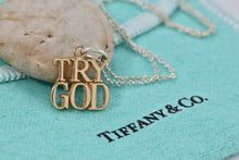 Load image into Gallery viewer, Tiffany &amp; Co. 14K Gold &quot;Try God&quot; Pendant w/Silver Chain Necklace
