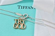 Load image into Gallery viewer, Tiffany &amp; Co. 14K Gold &quot;Try God&quot; Pendant w/Silver Chain Necklace
