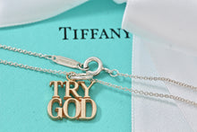 Load image into Gallery viewer, Tiffany &amp; Co. 14K Gold &quot;Try God&quot; Pendant w/Silver Chain Necklace

