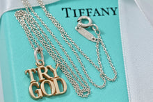 Load image into Gallery viewer, Tiffany &amp; Co. 14K Gold &quot;Try God&quot; Pendant w/Silver Chain Necklace
