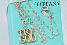 Load image into Gallery viewer, Tiffany &amp; Co. 14K Gold &quot;Try God&quot; Pendant w/Silver Chain Necklace
