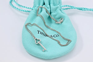 Tiffany & Co. Silver Mini Trefoil Key Pendant Necklace