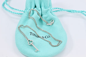 Tiffany & Co. Silver Mini Trefoil Key Pendant Necklace