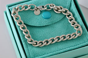 Tiffany & Co. Silver Twisted Cable Link Chain 7.5" Bracelet
