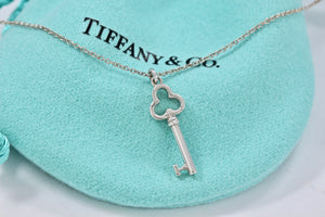 Tiffany & Co. Silver Mini Trefoil Key Pendant Necklace