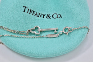 Tiffany & Co. Silver Mini Trefoil Key Pendant Necklace
