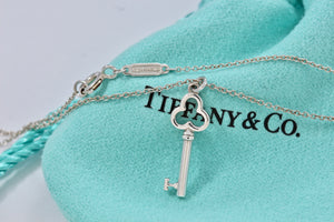Tiffany & Co. Silver Mini Trefoil Key Pendant Necklace