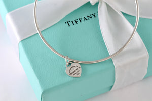 Return To Tiffany & Co. Silver Mini Heart Tag Bangle Bracelet *CUSTOM*