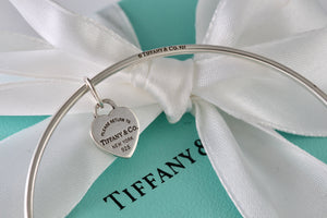 Return To Tiffany & Co. Silver Mini Heart Tag Bangle Bracelet *CUSTOM*