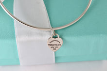 Load image into Gallery viewer, Return To Tiffany &amp; Co. Silver Mini Heart Tag Bangle Bracelet *CUSTOM*
